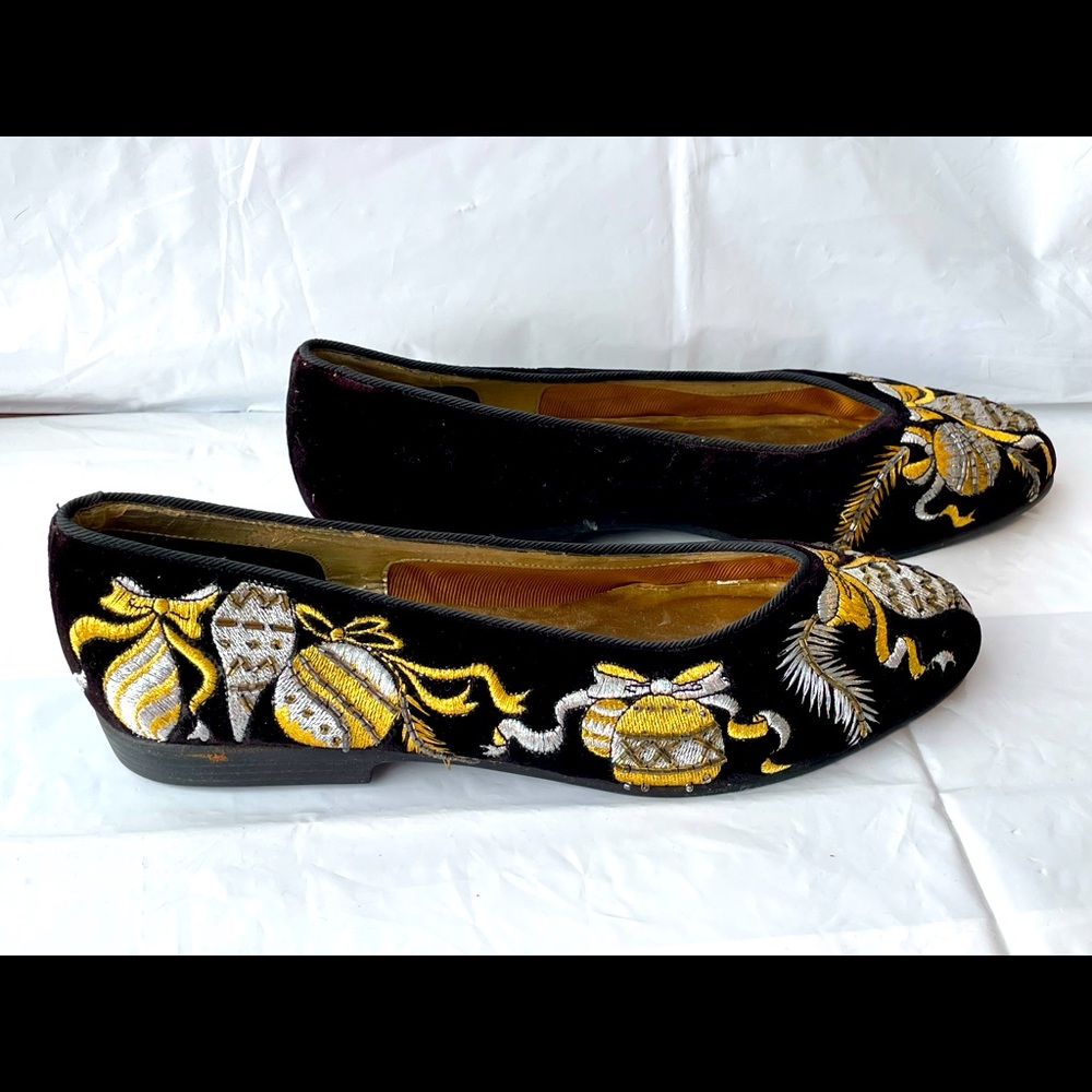 Christmas Flats, velvet with brocade detail